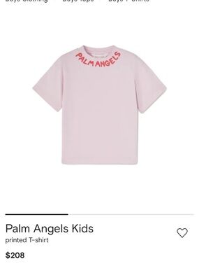 Palm Angels Kids Light Pink Tee with Red Neck Logo NEW WITH TAGS